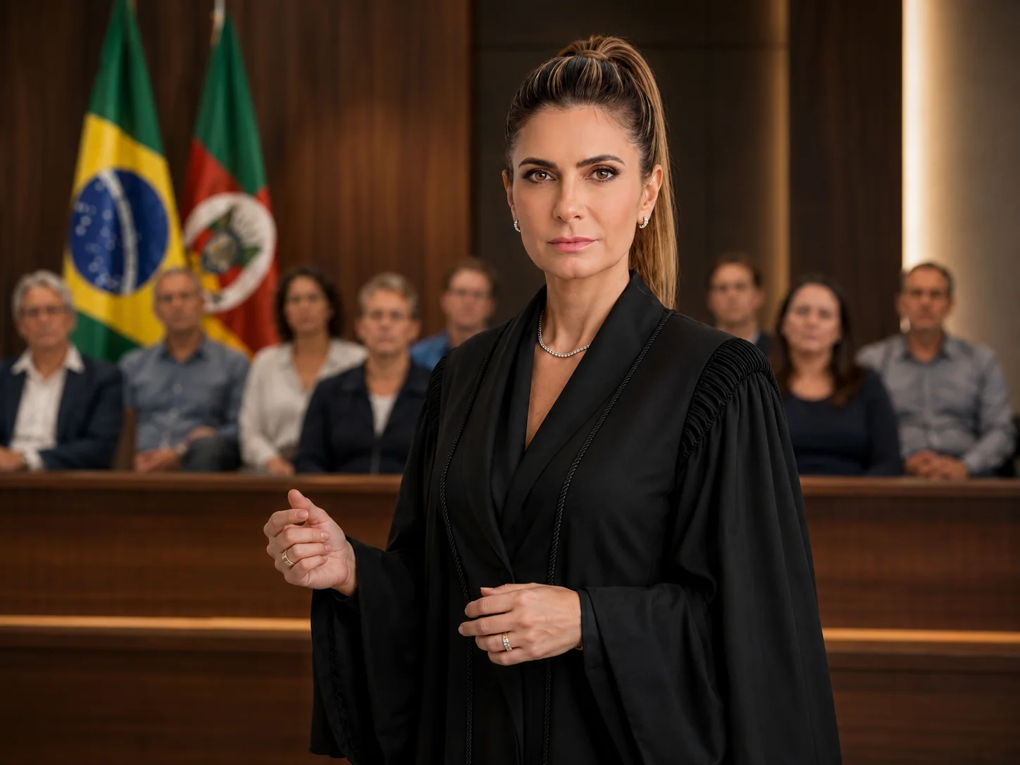 Dra. Marina Moncay no plenário do Tribunal do Júri